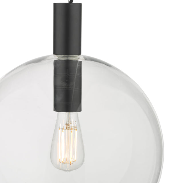 Zula 1 Light Single Pendant Black Clear Glass