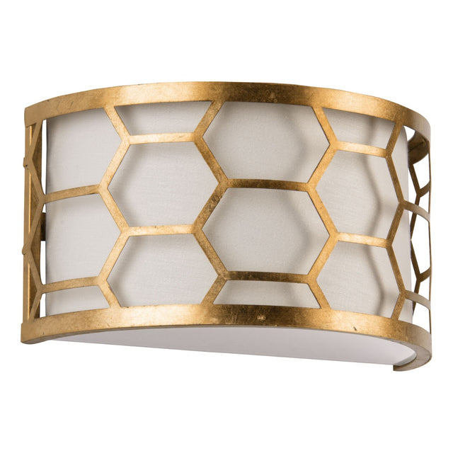 Arendal Wall Light Distressed Gold Leaf and White Frosted Glass With Shade