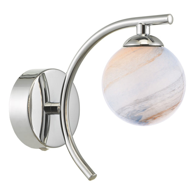 Atiya Wall Light Polished Chrome With Planet Style Glass