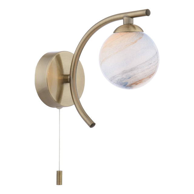 Atiya Wall Light Antique Brass With Planet Style Glass