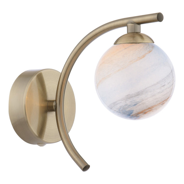 Atiya Wall Light Antique Brass With Planet Style Glass