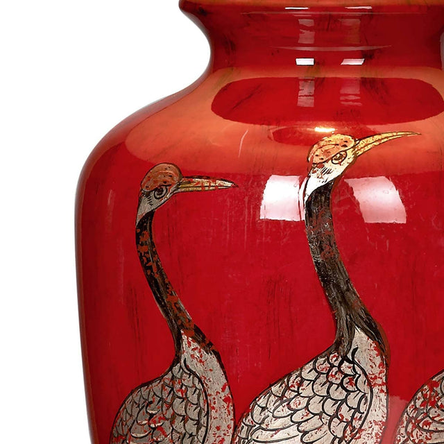 Bertha Table Lamp Red With Bird Detail Base Only