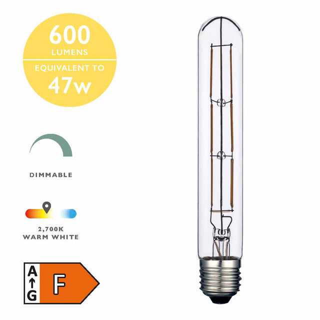 E27 LED DIM TUBE LAMP 6W 600LM 2700K