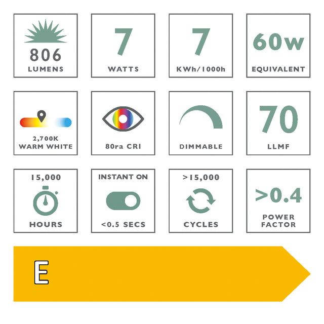 E27 SMART LED FILAMENT 7W 806LM DIM