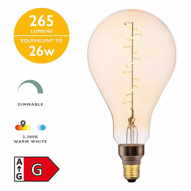 E27 LED DIM VINT FLEX FIL 4W 265LM GOLD