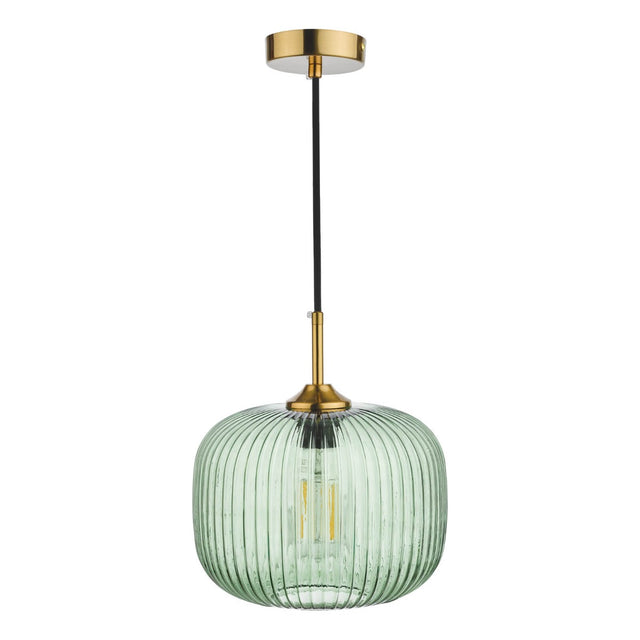 Demarius 1 Light Pendant Green Glass Bronze Detail