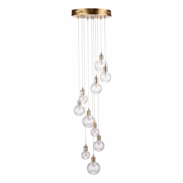 Dita 10 Light Cluster Pendant Brass & Glass