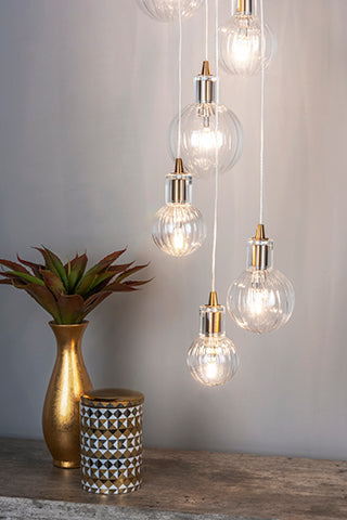 Dita 10 Light Cluster Pendant Brass & Glass