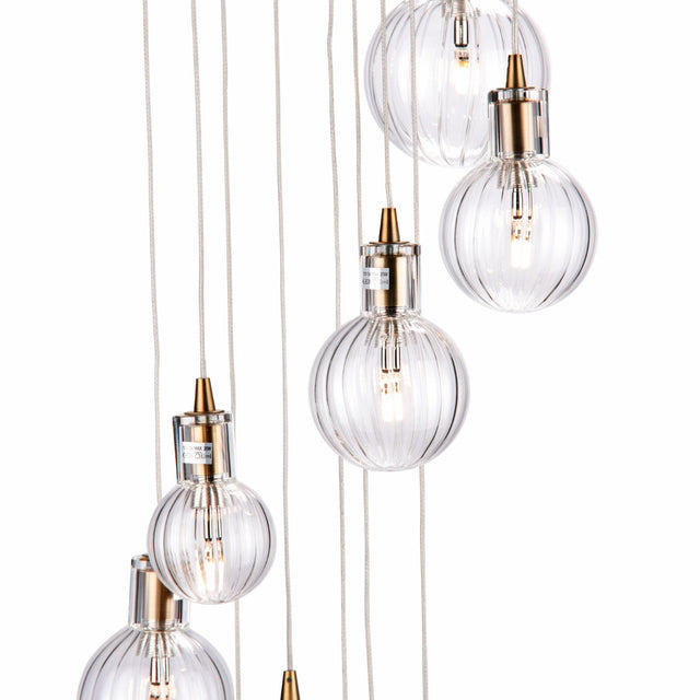 Dita 10 Light Cluster Pendant Brass & Glass