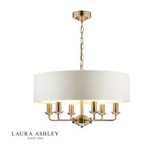 Laura Ashley Sorrento 6lt Pendant Antique Brass With Ivory Shade