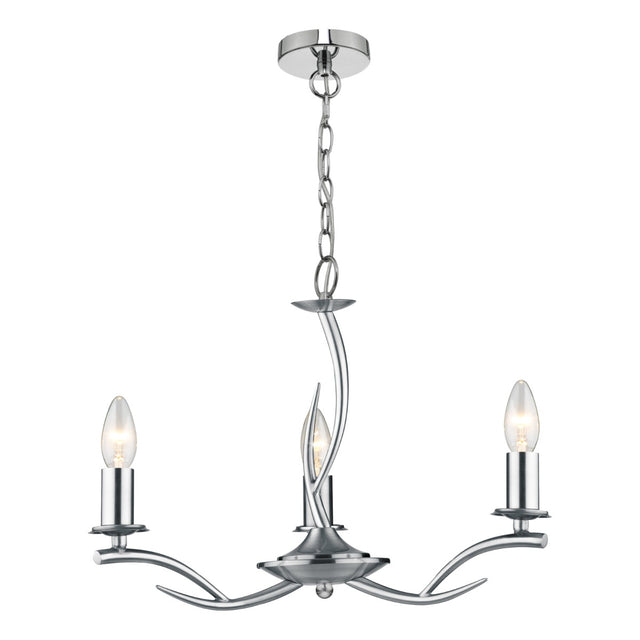 Elka 3 Light Pendant Satin Chrome