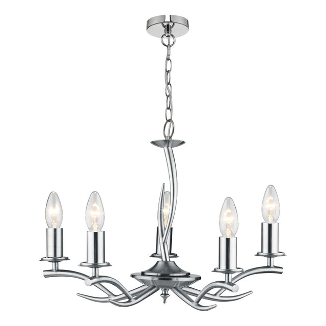 Elka 5 Light Pendant Satin Chrome