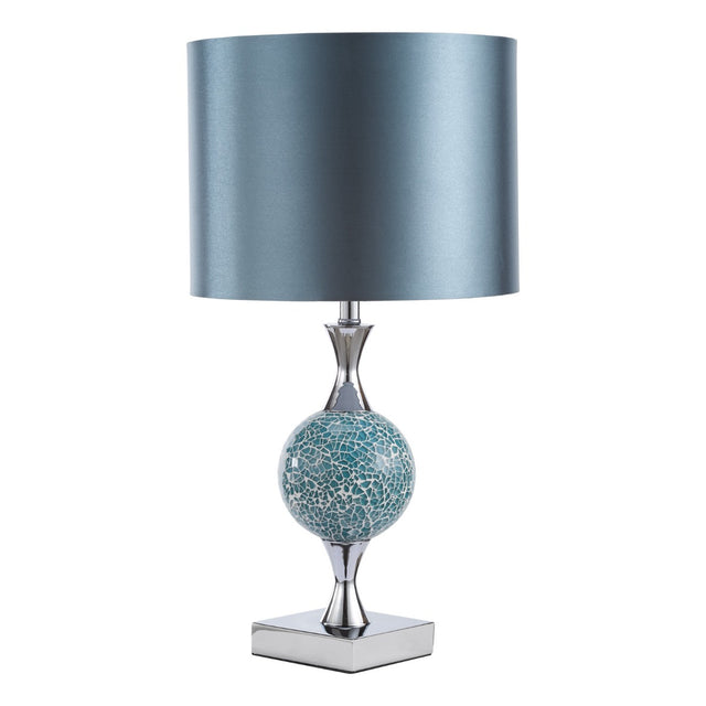 Elsa Table Lamp Polished Chrome Blue Mosaic With Shade