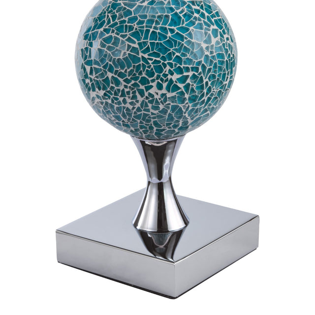 Elsa Table Lamp Polished Chrome Blue Mosaic With Shade