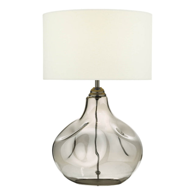 Esarosa Table Lamp Smoked Glass with White Linen Shade