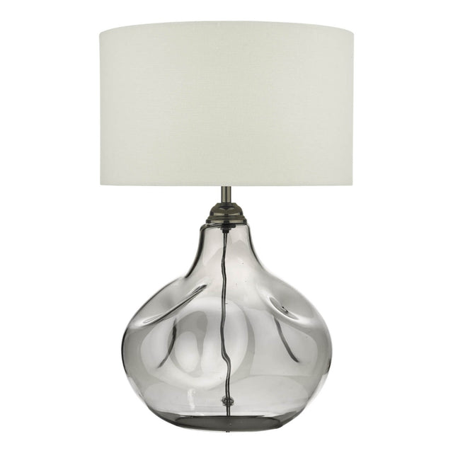 Esarosa Table Lamp Smoked Glass with White Linen Shade