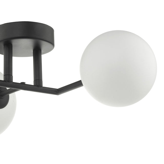 Euan 3 Light Wall/Flush Light Black & Opal Glass