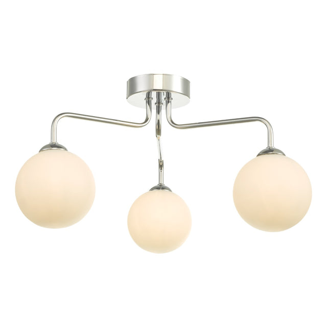 Feya 3 Light Semi Flush Polished Chrome Opal Glass