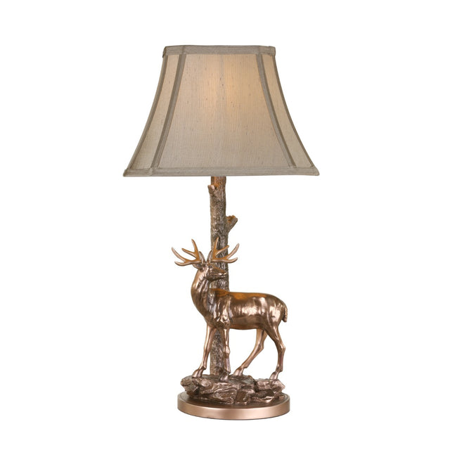 Gulliver Deer Table Lamp in Aged Brass With Shade