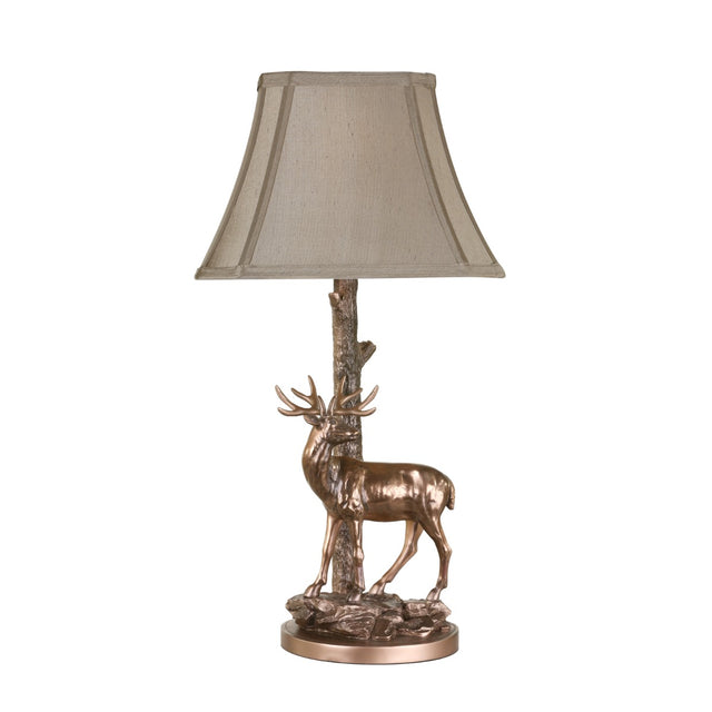 Gulliver Deer Table Lamp in Aged Brass With Shade