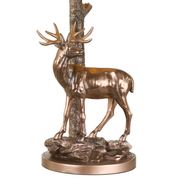 Gulliver Deer Table Lamp in Aged Brass With Shade