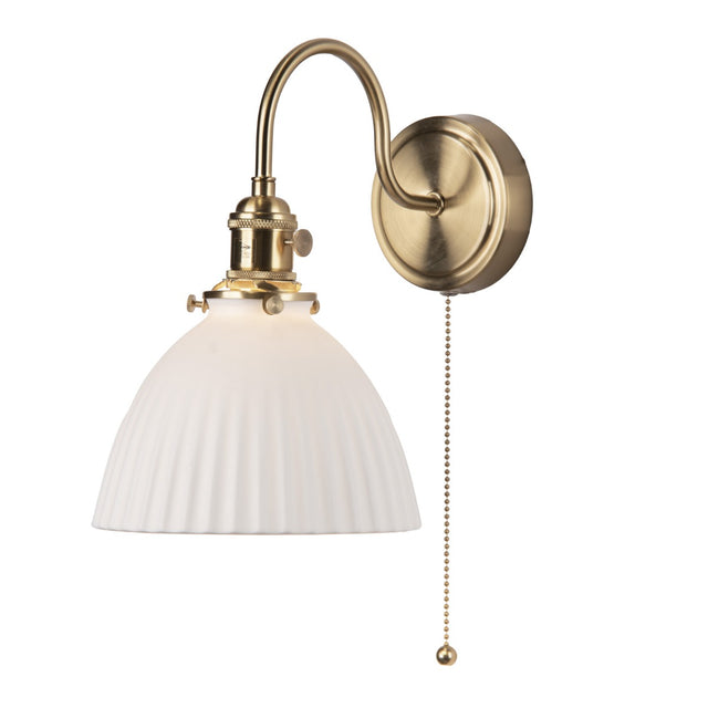 Hadano Wall Light Natural Brass & Ceramic Domed Shade