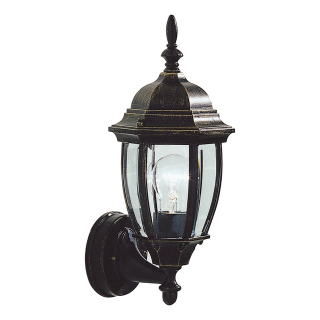 Hambro Outdoor Wall Light Black/Gold Glass IP43