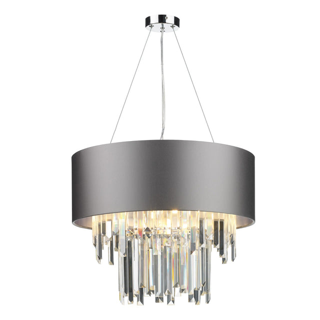 Hurley 6 Light Pendant Polished Chrome and Crystal With Shade