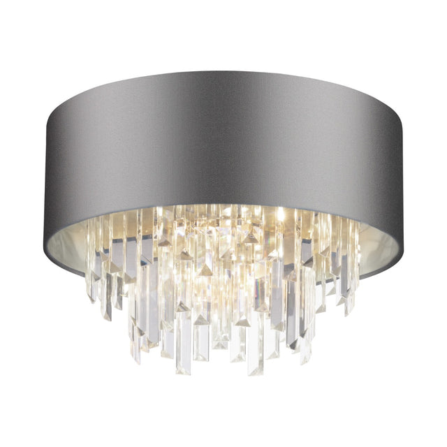 Hurley 4 Light Flush Polished Chrome and Crystal With Shade