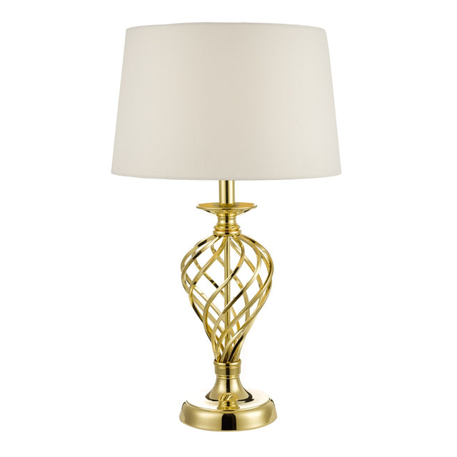 Iffley Touch Table Lamp Gold Cage Twist Base With Shade - Large