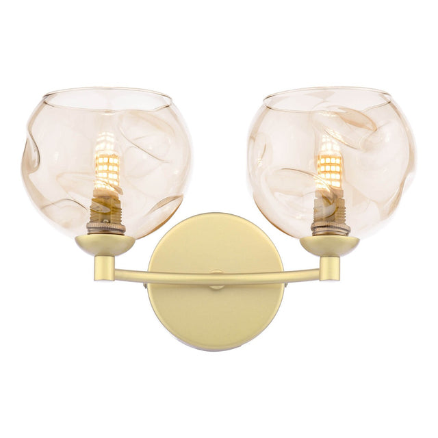 Izzy 2 Light Wall Light Gold & Champagne Dimpled Glass