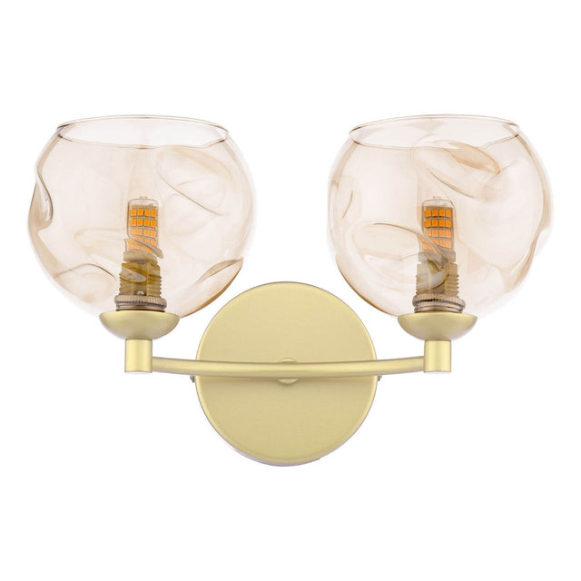 Izzy 2 Light Wall Light Gold & Champagne Dimpled Glass