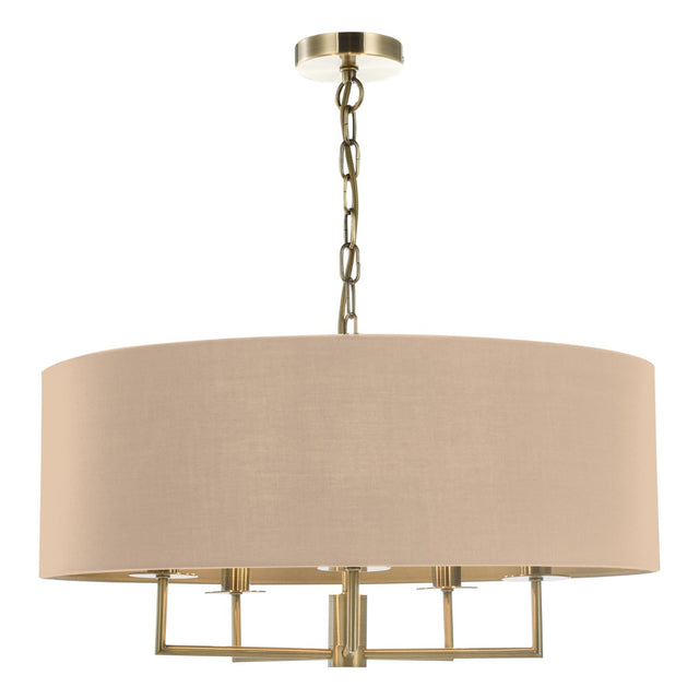 Jamelia 5 Light Shadelier Antique Brass Taupe Shade