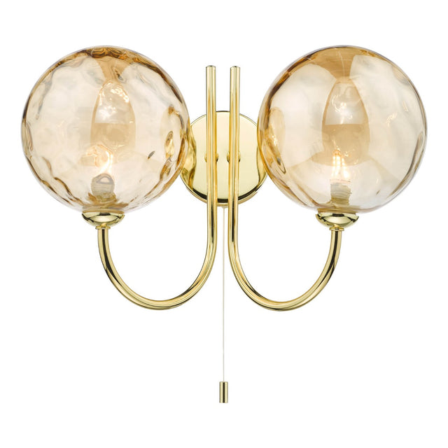 Jared 2 Light Wall Light Polished Gold Champagne Dimpled Glass