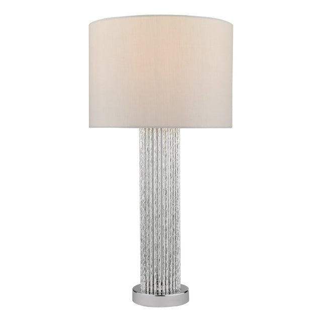 Lazio Table Lamp Polished Chrome Silver Rod With Faux Silk Shade