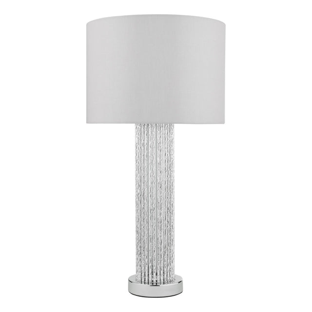 Lazio Table Lamp Polished Chrome Silver Rod With Faux Silk Shade