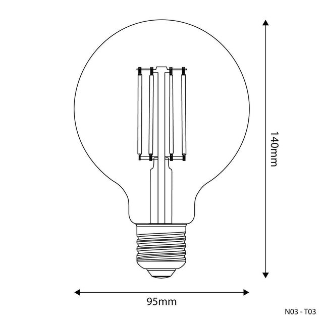 LED Light Bulb Clear Globe E27 7W 2700K