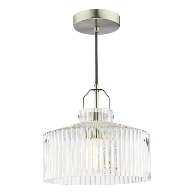 Lenka Pendant Satin Nickel and Ribbed Glass