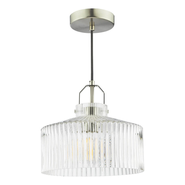 Lenka Pendant Satin Nickel and Ribbed Glass