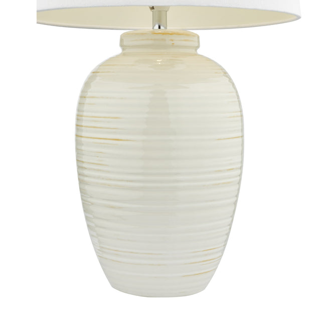 Luelle 1 Light Table Lamp Gloss Glazed Cream With Shade