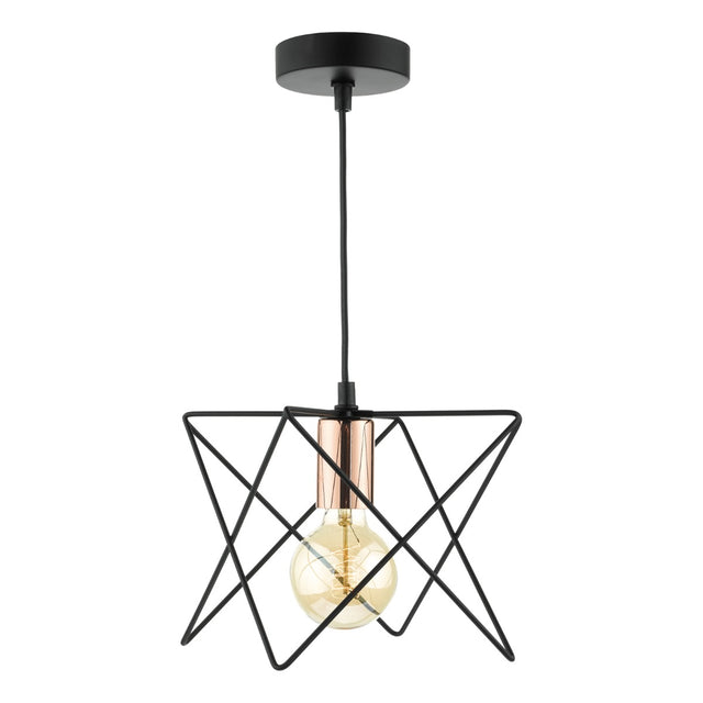 Midi Cage Pendant Matt Black & Bright Copper