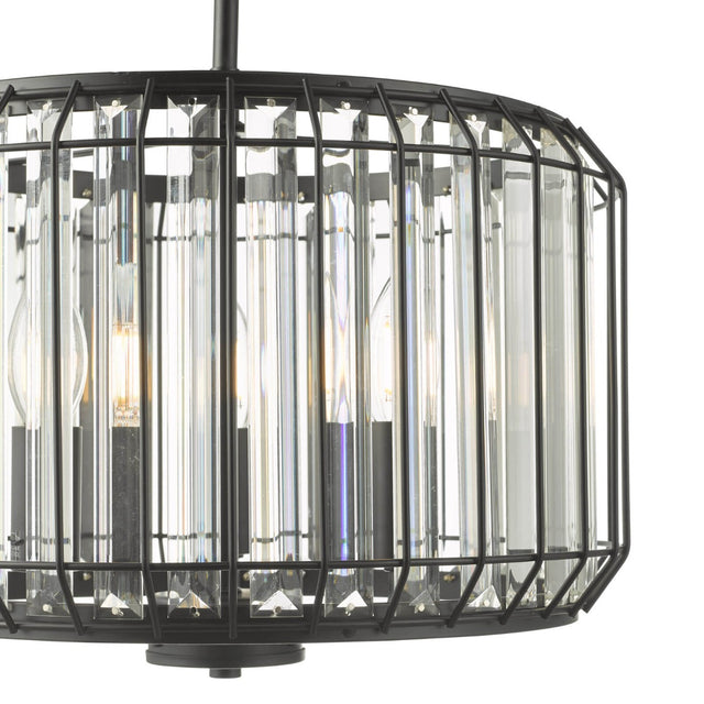 Naeva 3 Light Pendant Satin Black Crystal