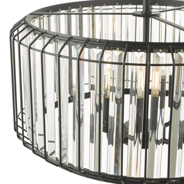 Naeva 4 Light Pendant Satin Black Crystal