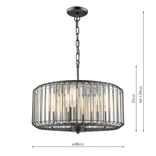 Naeva 4 Light Pendant Satin Black Crystal