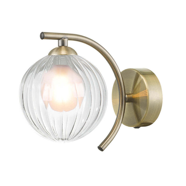 Nakita Wall Light Antique Brass & Clear/Opal Glass