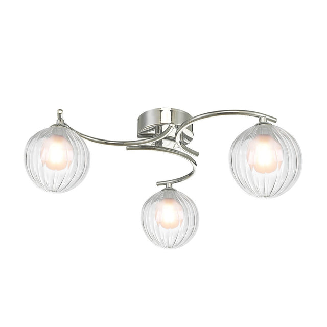 Nakita 3 Light Semi-Flush Polished Chrome & Clear/Opal Glass