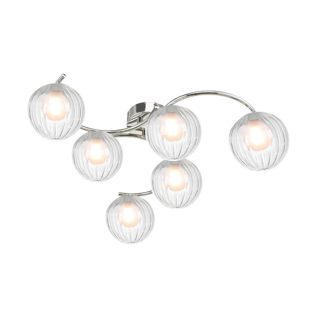 Nakita 6 Light Semi-Flush Polished Chrome & Clear/Opal Glass