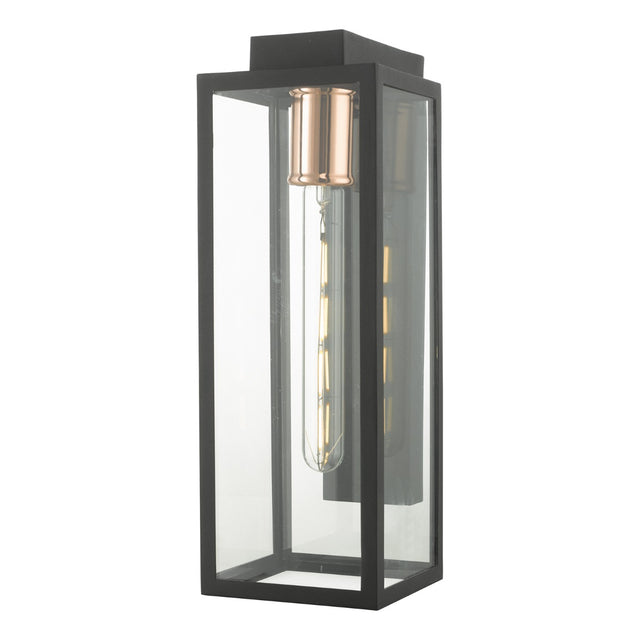 Naxos Outdoor Wall Light Black Glass IP43