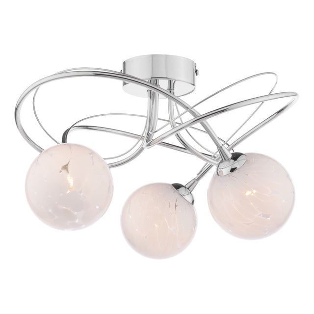 Onawa 3 Light Semi-Flush Polished Chrome and White Confetti Glass