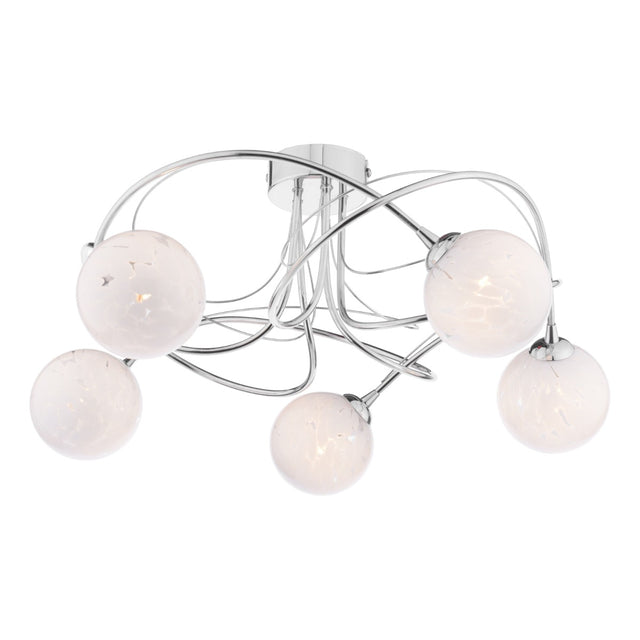 Onawa 5 Light Semi-Flush Polished Chrome and White Confetti Glass